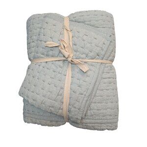 Quince European Linen Cotton Stitch Quilt 3PC Set Color Mist Size Full/Queen-NWT